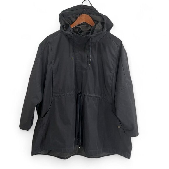 Superdry Quarter Snap Button Jacket Women Sz 10 Waist Drawstring Lined Black - Picture 1 of 14